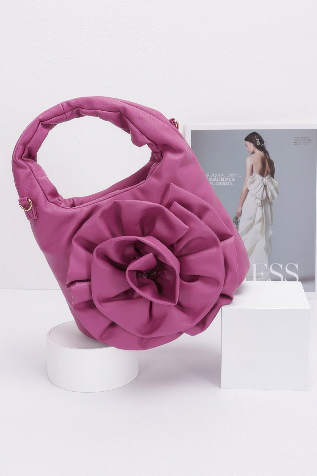 Faux Leather Big Flower Handle Bag - It's a Girly Place