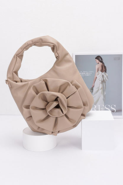 Faux Leather Big Flower Handle Bag - It's a Girly Place