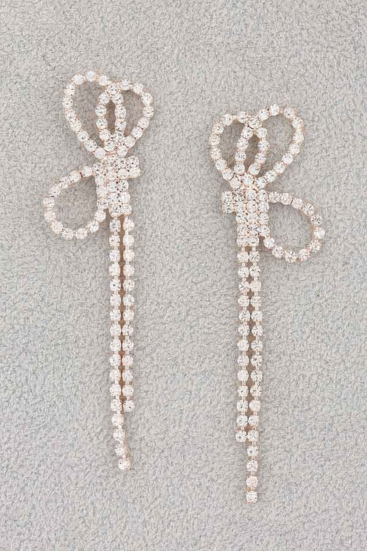 Rhinestone Ribbon Earrings - It's a Girly Place