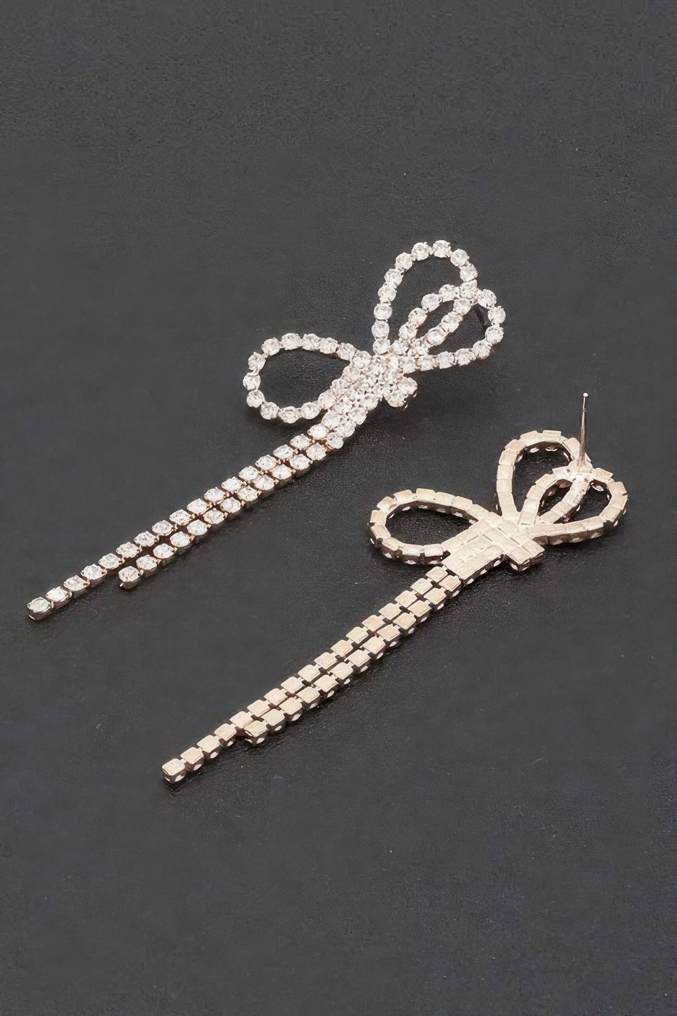 Rhinestone Ribbon Earrings - It's a Girly Place