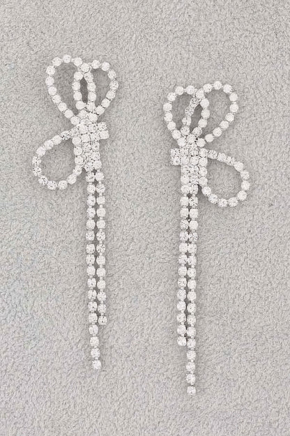 Rhinestone Ribbon Earrings - It's a Girly Place