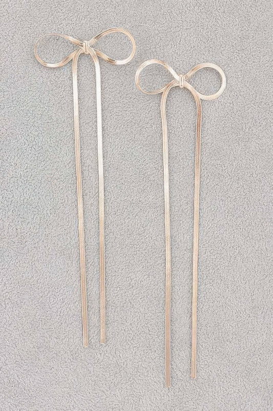 Metal Snake Chain Ribbon Earrings - It's a Girly Place