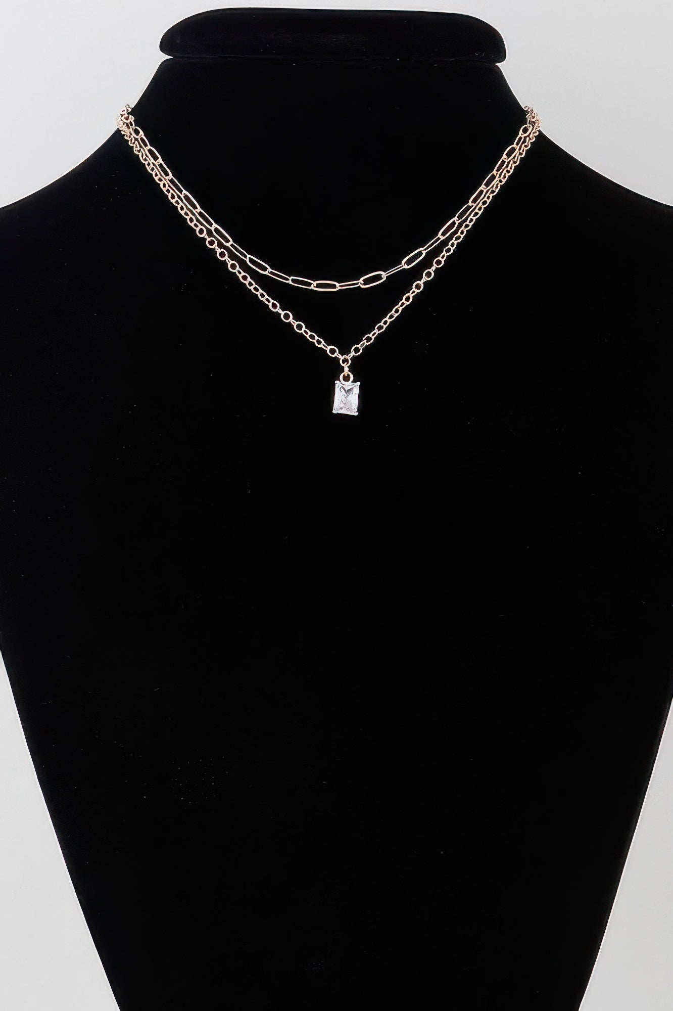Double Cubic Crystal Chain Necklace - It's a Girly Place
