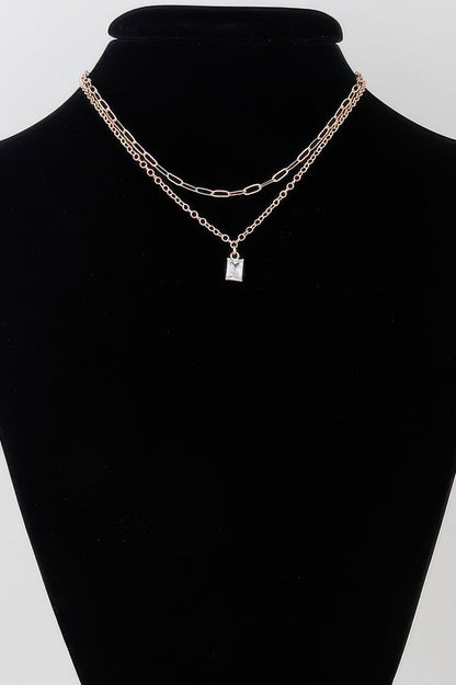 Double Cubic Crystal Chain Necklace - It's a Girly Place