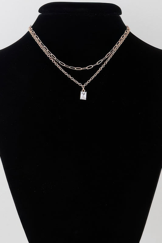 Double Cubic Crystal Chain Necklace - It's a Girly Place