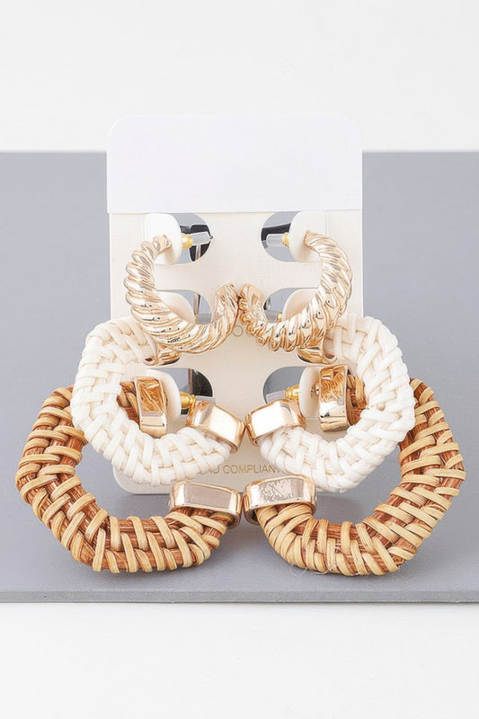 Multi Geometric Weaved Hoop Earrings Set - It's a Girly Place
