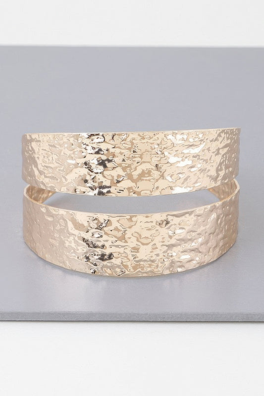 Hammered Double Wrap Cuff Bracelet - It's a Girly Place