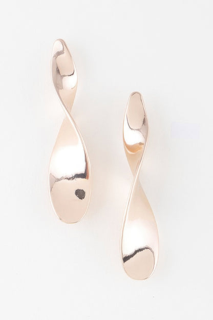 Shiny Modern Twist Drop Earrings - It's a Girly Place