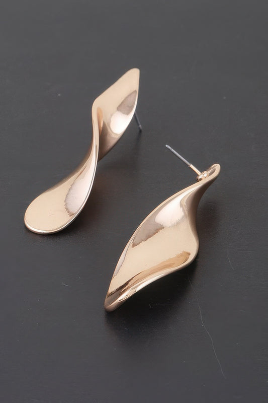 Shiny Modern Twist Drop Earrings - It's a Girly Place