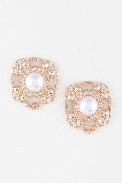Antique Ribbon Pearl Stud Earrings - It's a Girly Place