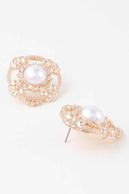 Antique Ribbon Pearl Stud Earrings - It's a Girly Place