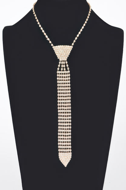 Rhinestone Necktie Necklace - It's a Girly Place