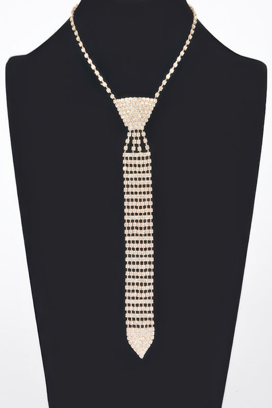 Rhinestone Necktie Necklace - It's a Girly Place