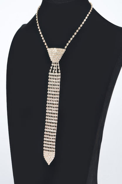Rhinestone Necktie Necklace - It's a Girly Place