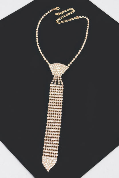 Rhinestone Necktie Necklace - It's a Girly Place