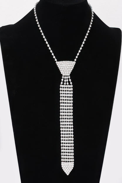 Rhinestone Necktie Necklace - It's a Girly Place