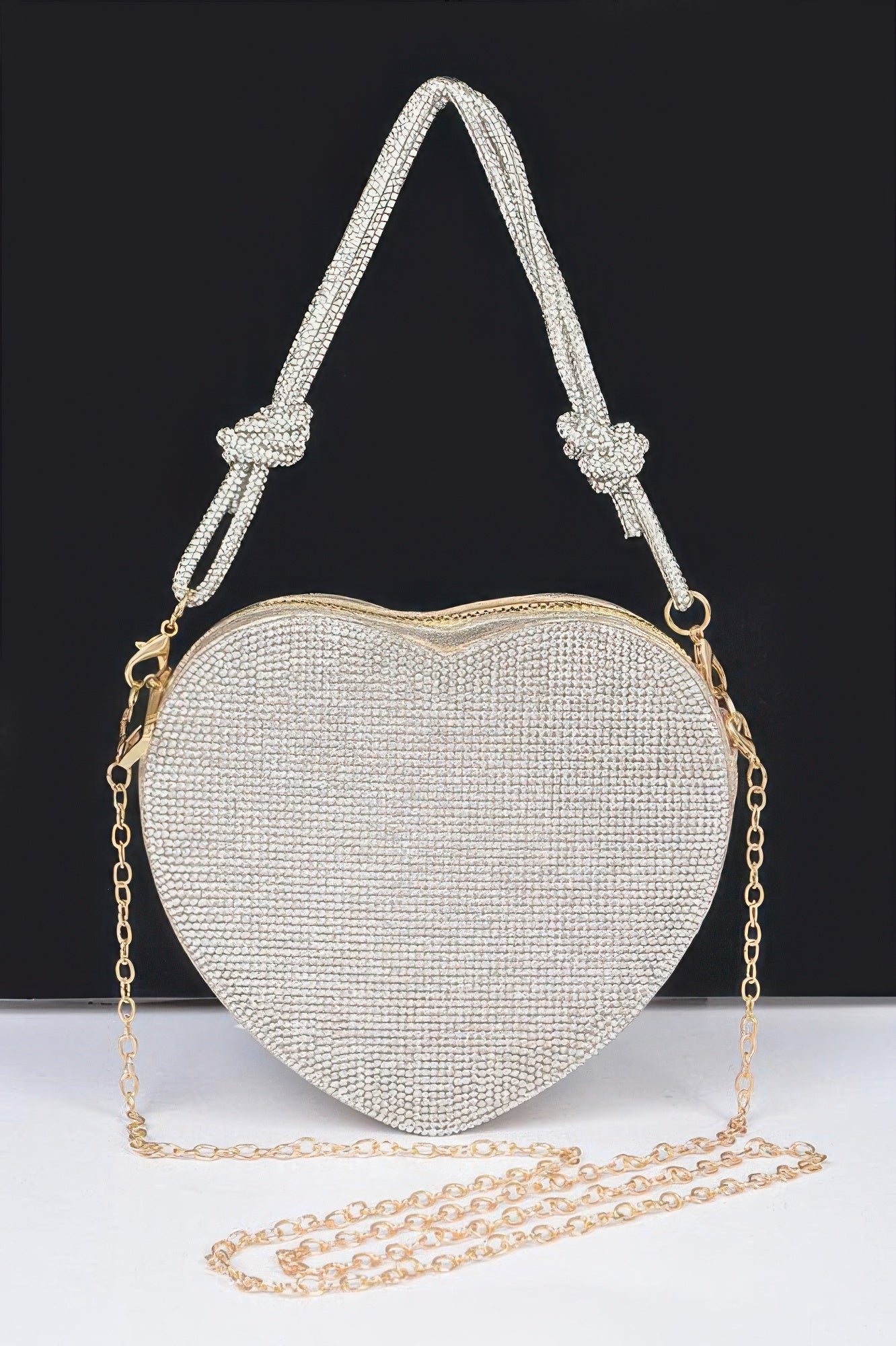 Rhinestone Heart Shape Clutch - It's a Girly Place