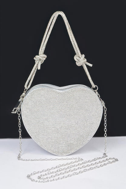 Rhinestone Heart Shape Clutch - It's a Girly Place