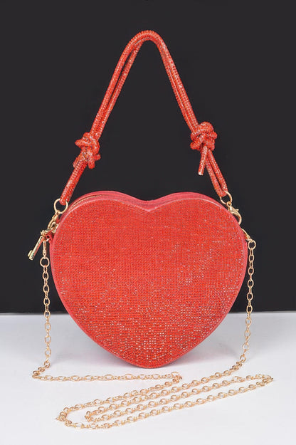 Rhinestone Heart Shape Clutch - It's a Girly Place