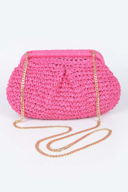 Faux Straw Chain Clutch - It's a Girly Place
