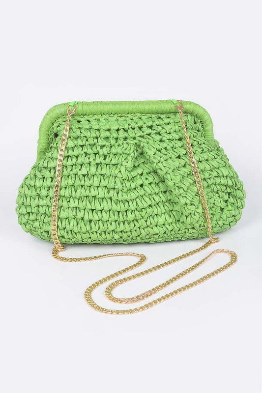 Faux Straw Chain Clutch - It's a Girly Place