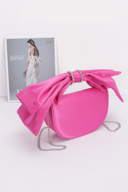 Oversized Bow Handle Satin Crossbody Bag - It's a Girly Place