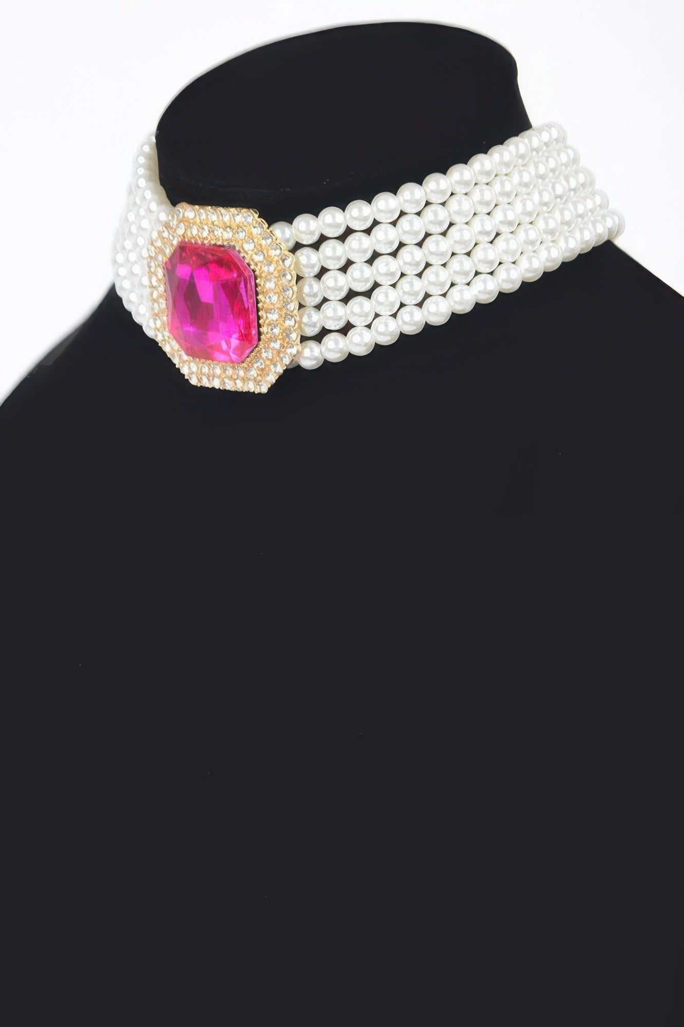 Multi Faux Pearl Chain Stone Choker - It's a Girly Place