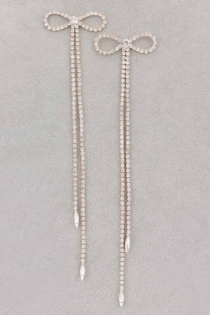 Rhinestone Bow Fringe Earring - It's a Girly Place