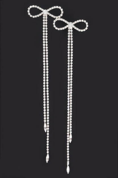 Rhinestone Bow Fringe Earring - It's a Girly Place