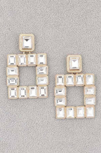 Rhinestone Square Earring - It's a Girly Place