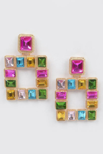 Rhinestone Square Earring - It's a Girly Place