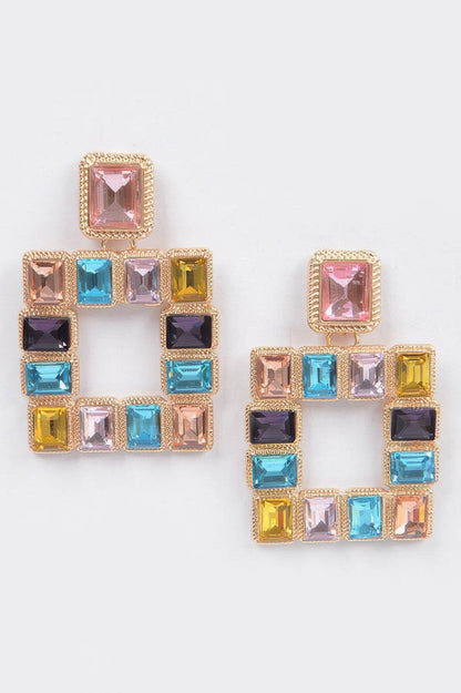 Rhinestone Square Earring - It's a Girly Place