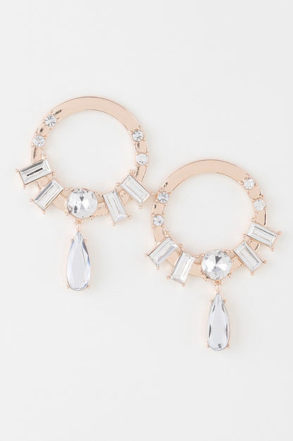 Crystal Jewel Rim Drop Earrings - It's a Girly Place