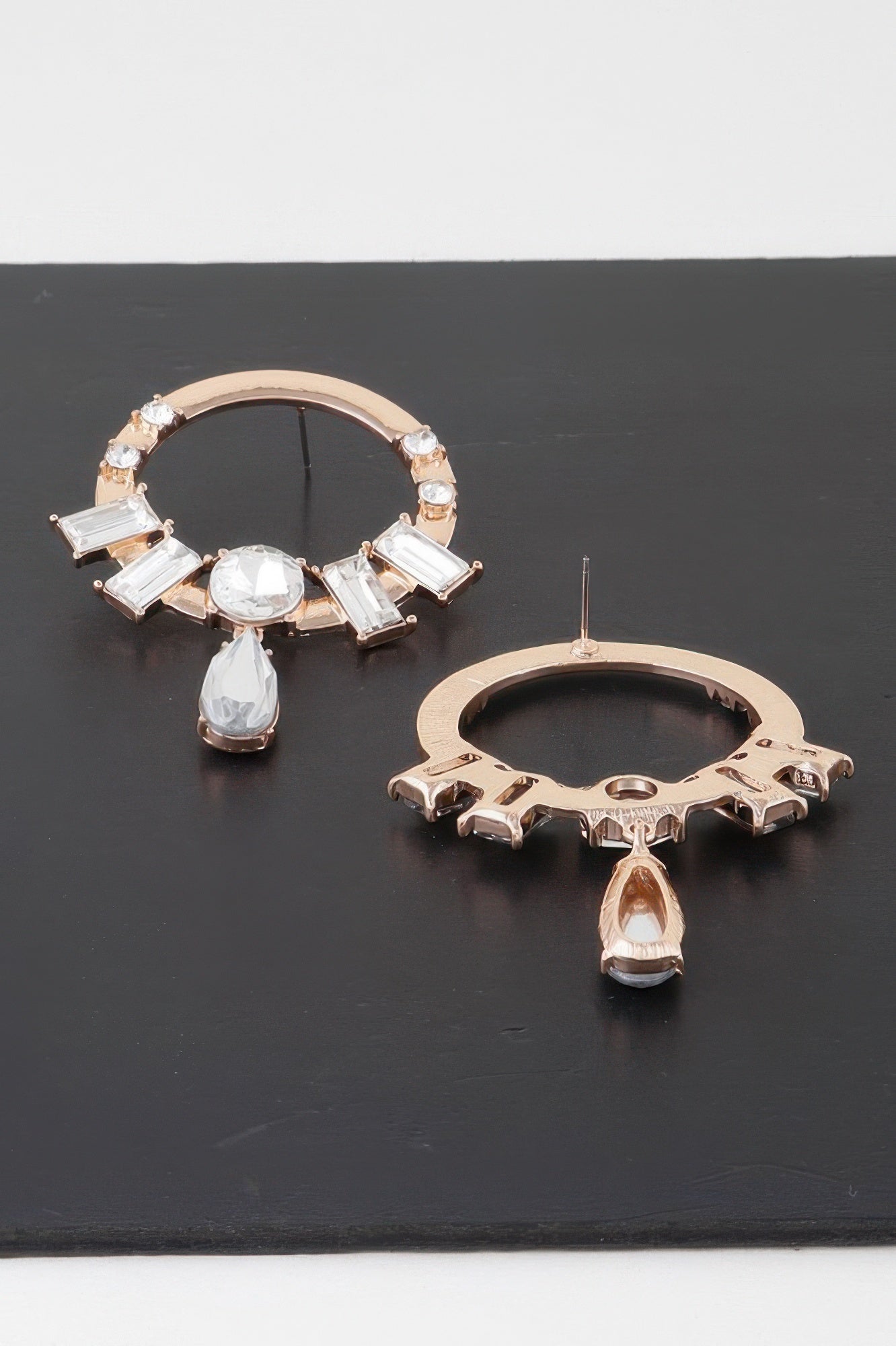 Crystal Jewel Rim Drop Earrings - It's a Girly Place