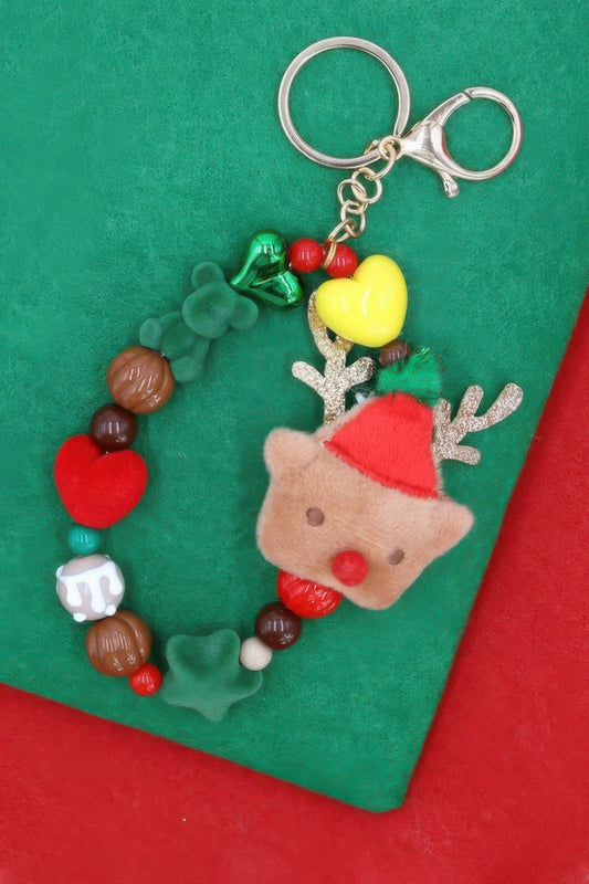 Rudolph Reindeer Christmas Keychain Bracelet - It's a Girly Place