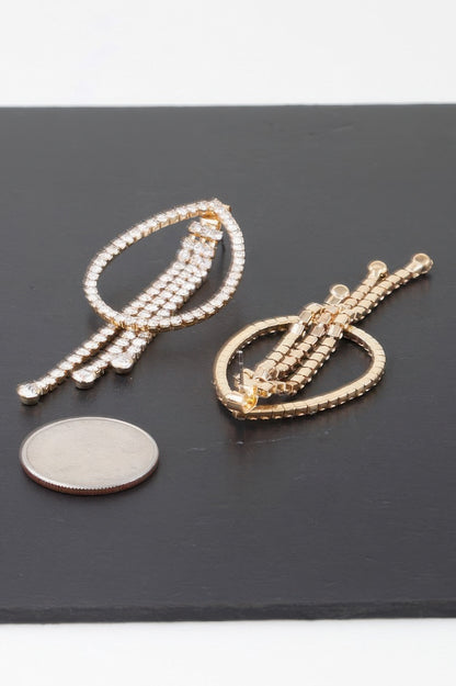Rhinestone Teardrop Curtain Earrings - It's a Girly Place