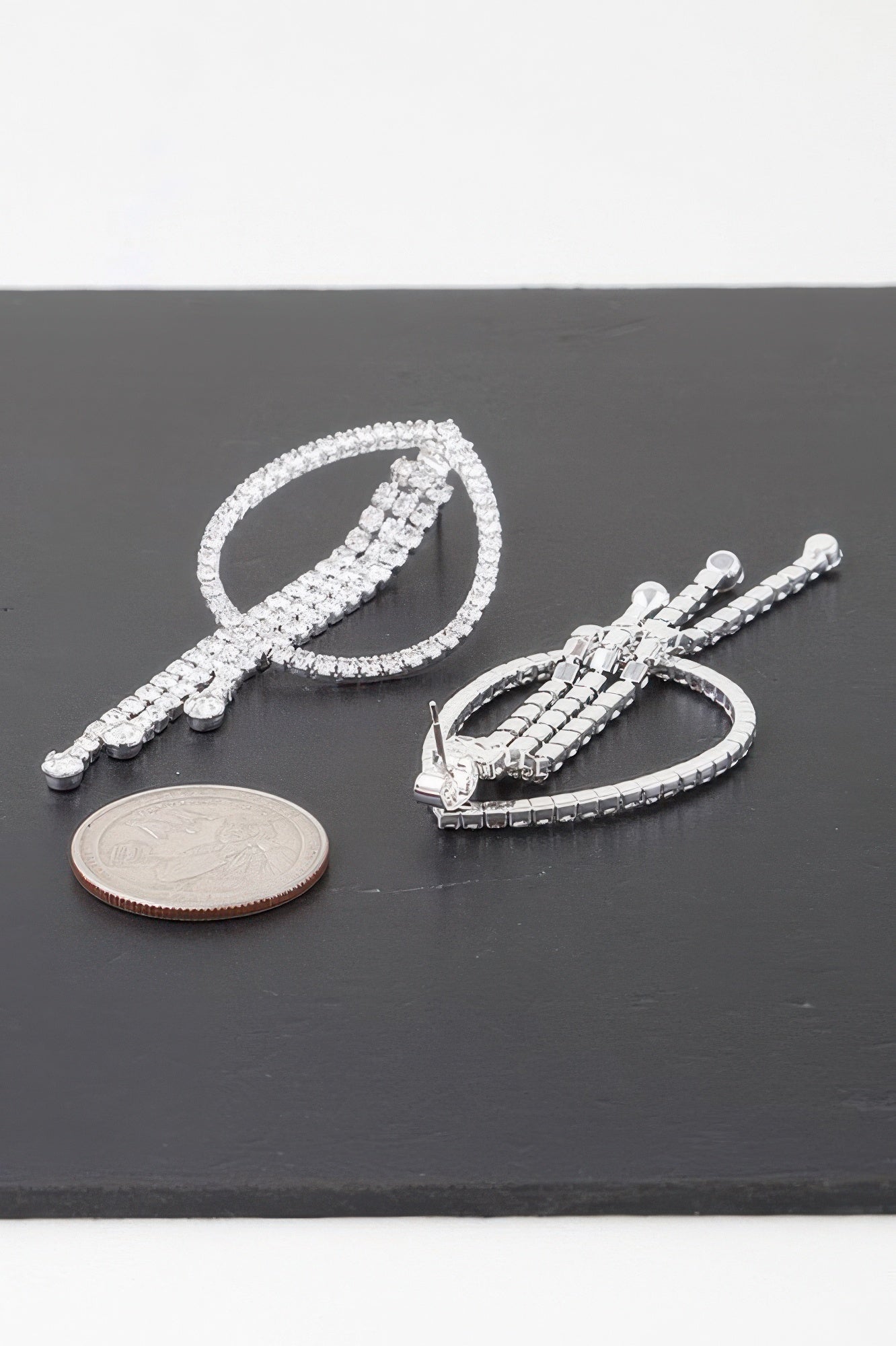 Rhinestone Teardrop Curtain Earrings - It's a Girly Place