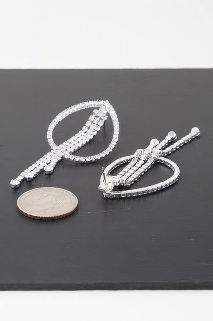 Rhinestone Teardrop Curtain Earrings - It's a Girly Place