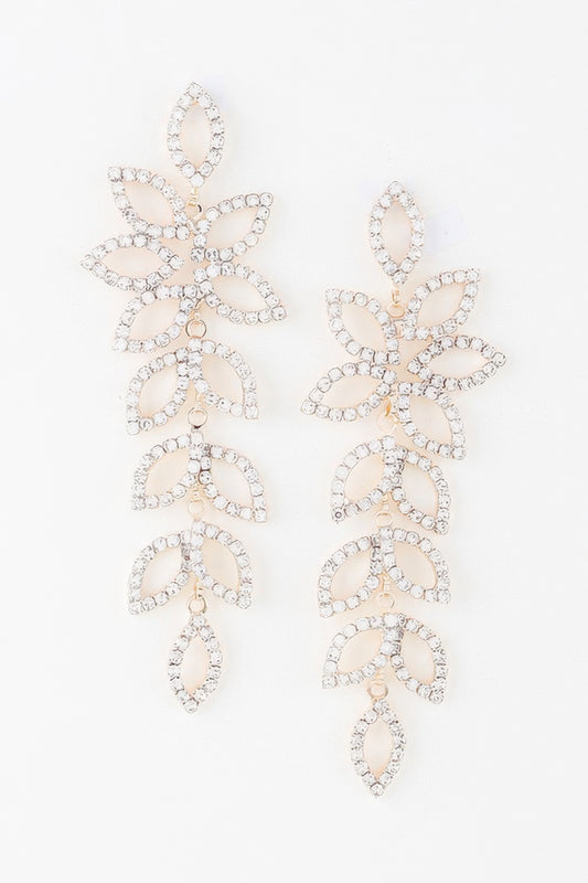 Bejeweled Flower Petal Drop Earrings - It's a Girly Place