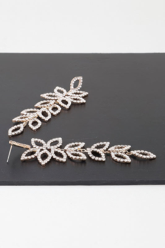 Bejeweled Flower Petal Drop Earrings - It's a Girly Place