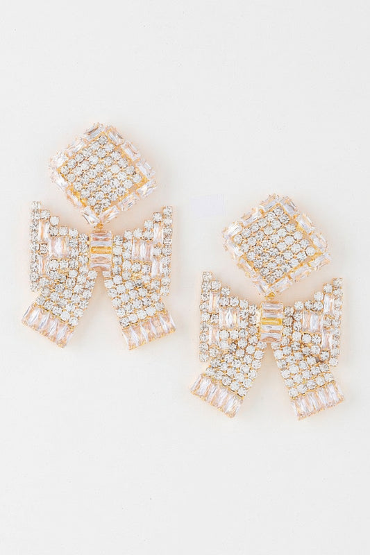Elegant Bow Rhinestone Earrings - It's a Girly Place