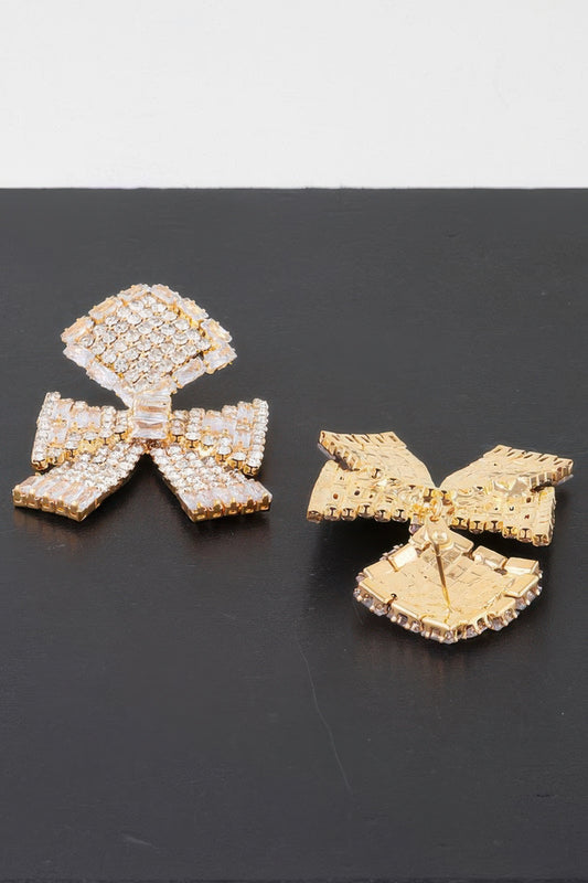 Elegant Bow Rhinestone Earrings - It's a Girly Place