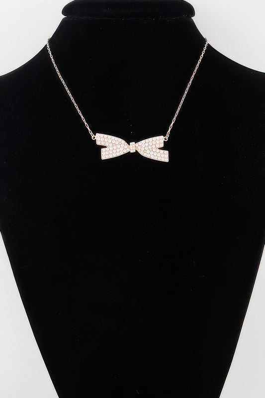 Faux Pearl Bow Necklace - It's a Girly Place