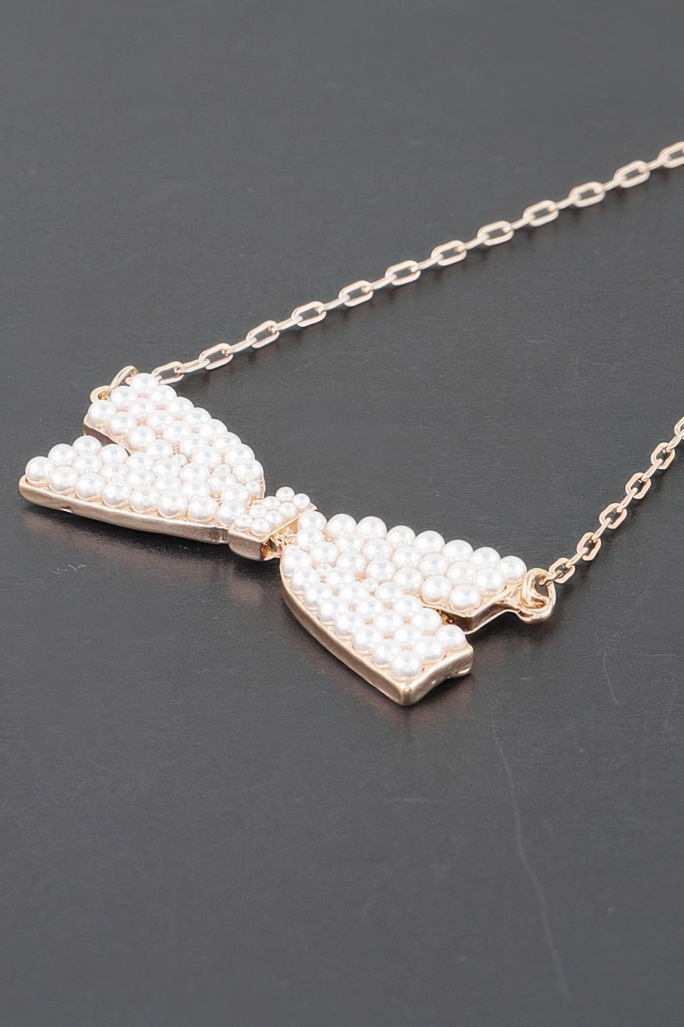 Faux Pearl Bow Necklace - It's a Girly Place