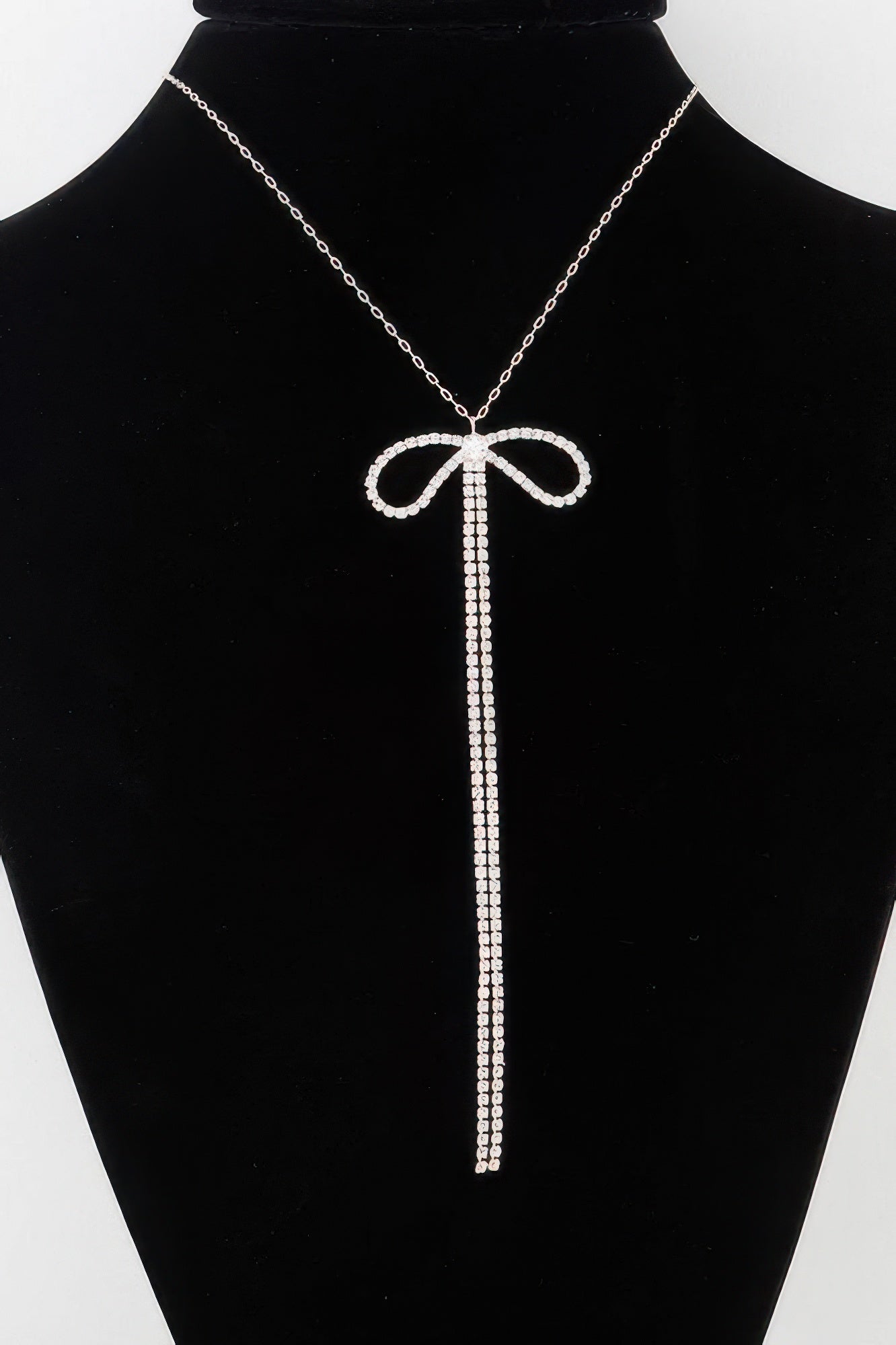Rhinestone Bow Necklace - It's a Girly Place