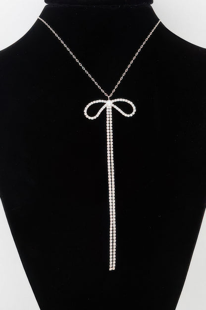 Rhinestone Bow Necklace - It's a Girly Place