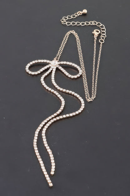 Rhinestone Bow Necklace - It's a Girly Place