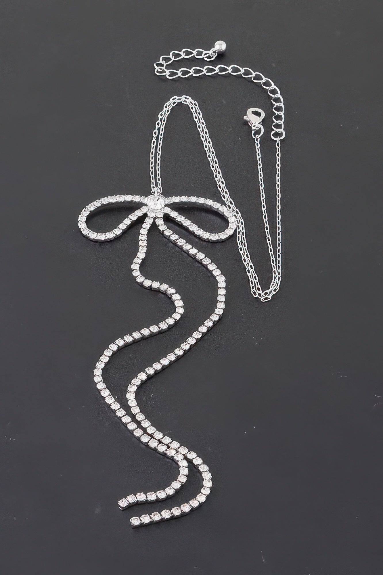 Rhinestone Bow Necklace - It's a Girly Place