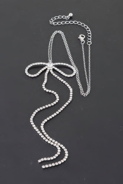 Rhinestone Bow Necklace - It's a Girly Place