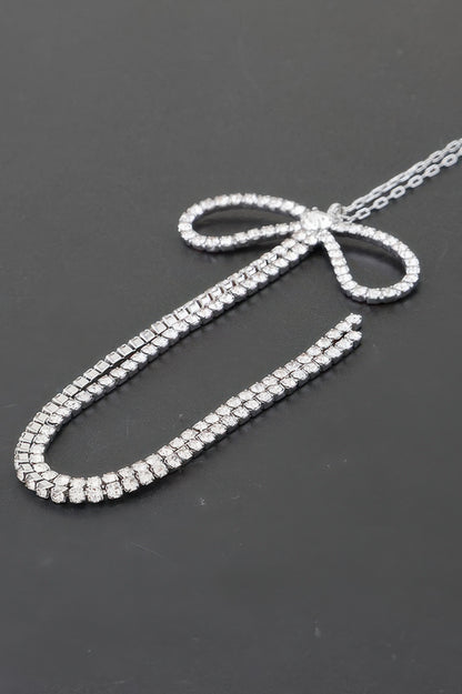 Rhinestone Bow Necklace - It's a Girly Place